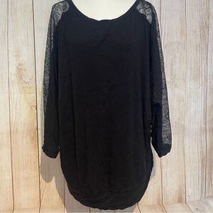 Torrid Black Sheer/lace Long Sleeve Top Size 2 Preowned